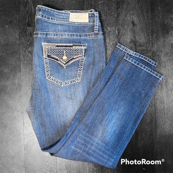 VGS Denim - VGS Women's Denim Jeans Roll Up Skinny  Distressed Flap Pocket Size 20.